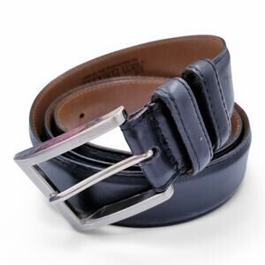 Allen Edmonds Dress Belt Calfskin Leather Classi 39501 Black SZ 42 Silver Buckle
